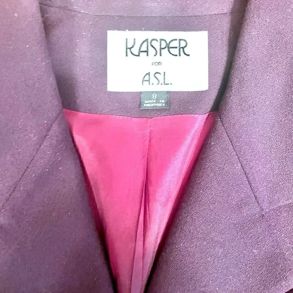 VINTAGE EGGPLANT COLLAR SUIT by KASPER for ASL S-8 - Picture 4 of 9